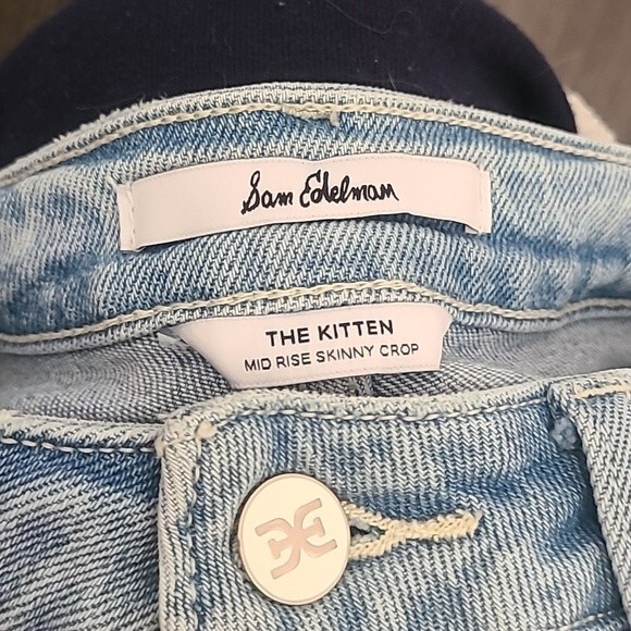 Sam Edelman The Kitten Mid Rise Skinny Crop Light Blue Jeans Size 27 - Picture 5 of 8